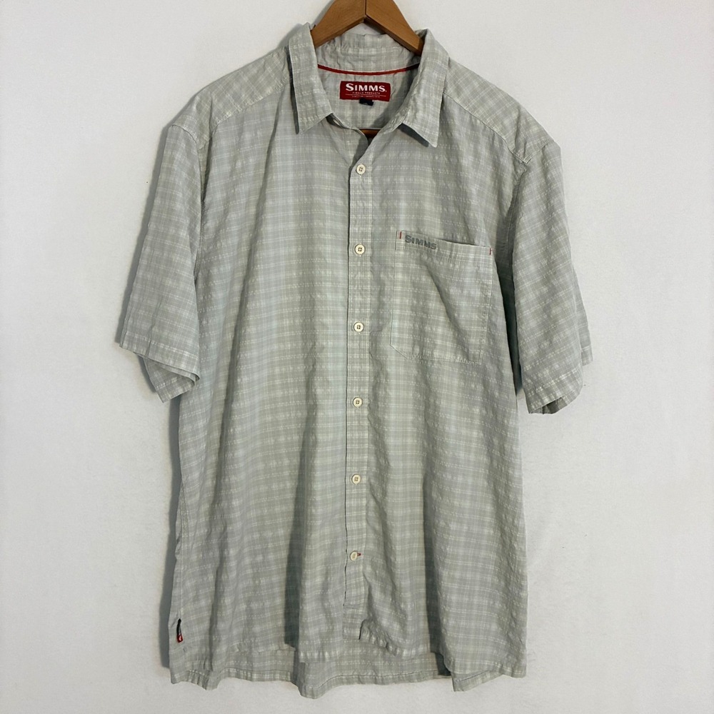 Simms Fishing Shirt Men's 3XL Plaid Short Sleeve Button Up Performance Gorpcore